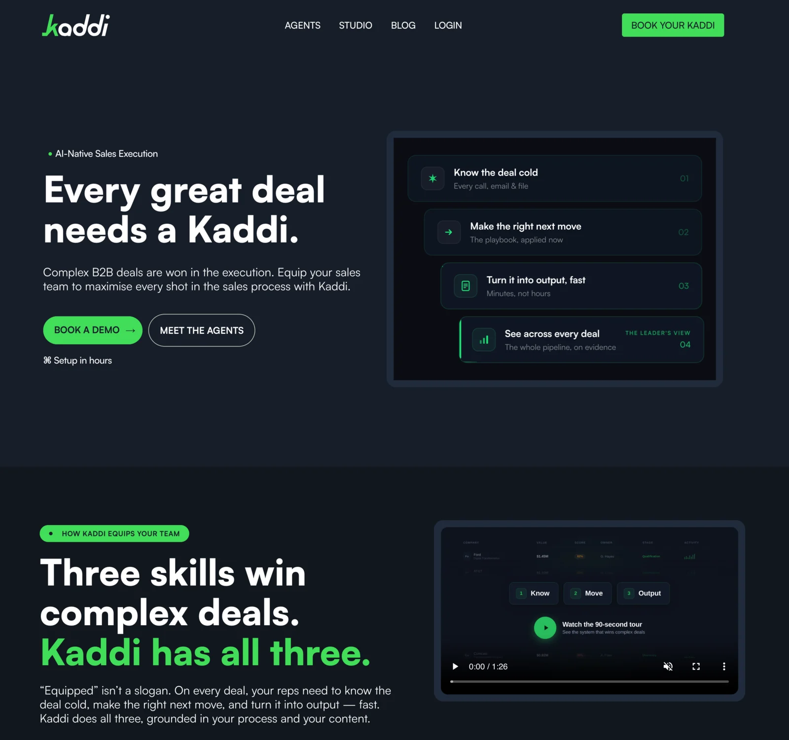 Kaddi marketing website home page